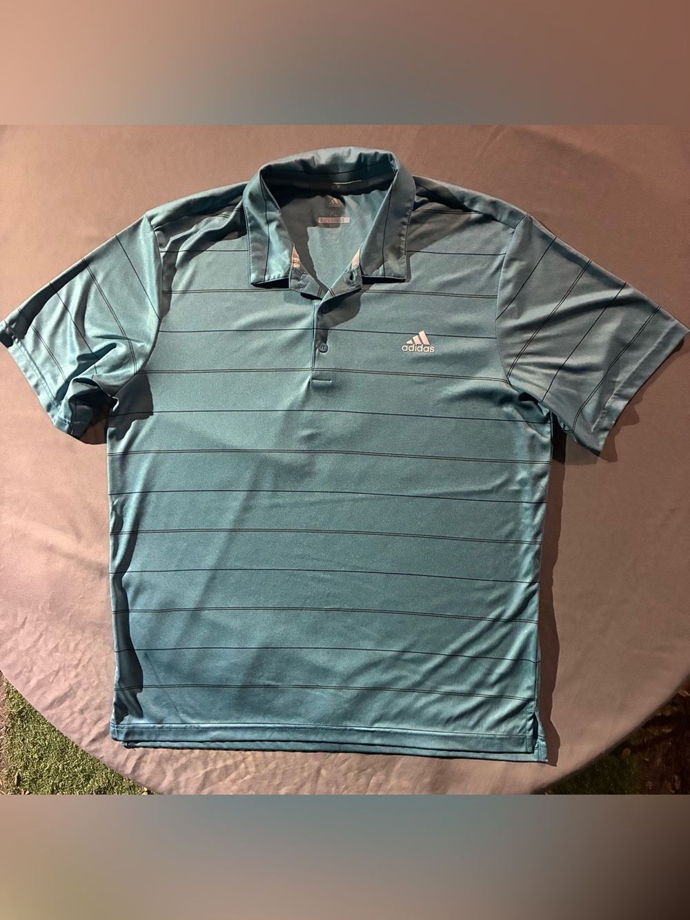 adidas Men's Teal Horizontal-Stripe Polo